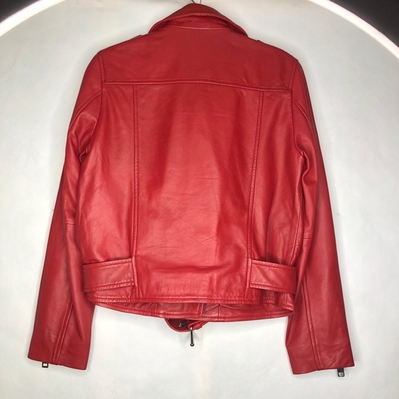 Walter Baker Allison Leather Moto Red Jacket - Picture 4 of 11